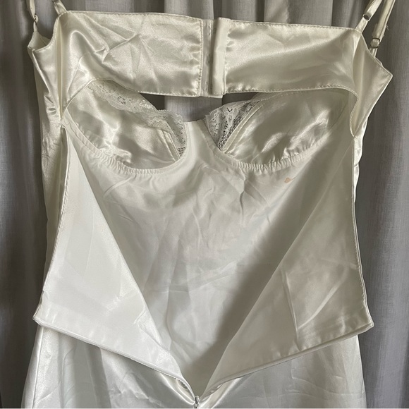 White Floral Lace Cami Satin Mini Dress - Picture 8 of 8